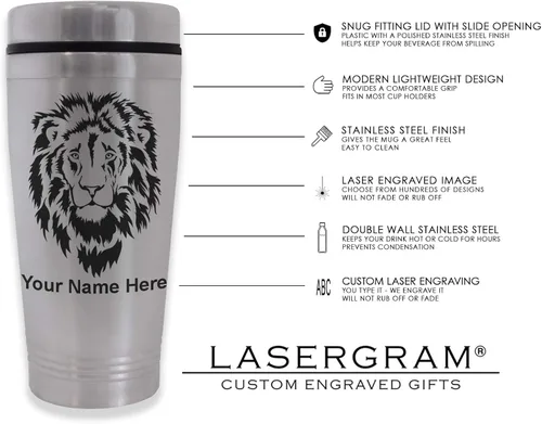 Vista 3 de LaserGram Taza de cercanías de 16 onzas, tren de carga, grabado personalizado incluido