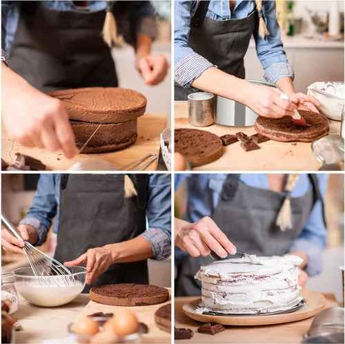 Vista 5 de TeamFar Molde para pasteles de 6 pulgadas, molde redondo profundo de acero inoxidable para hornear pasteles para bodas, fiestas de cumpleaños,