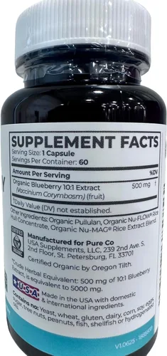 Vista 8 de Cápsulas de extracto de arándano orgánico certificado, suplemento de arándano 10:1 de alta potencia con 5000 mg equivalente a hierbas