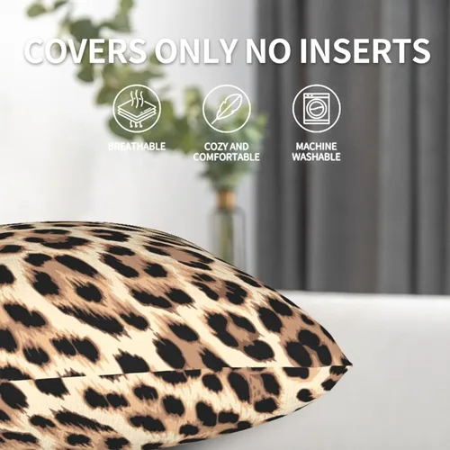 Vista 3 de HOSTECCO Juego de 2 fundas de almohada con estampado de leopardo de 18 x 18 pulgadas, fundas de almohada decorativas de terciopelo con estampado