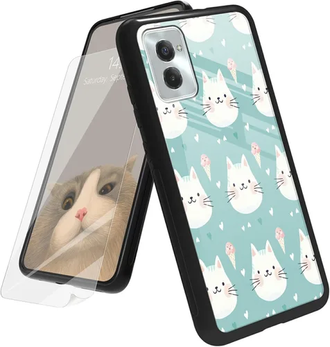 Vista 16 de Funda para Motorola Moto G Play 4G 2024 con protector de pantalla, parte trasera de vidrio templado + funda de silicona suave TPU absorción