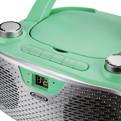 Vista 4 de JENSEN CD-485-GR CD-485 Reproductor de CD estéreo portátil de 1 vatio con radio AM/FM (verde)