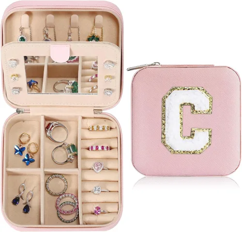 Organizador de joyas de viaje para mujer, organizador de joyas de viaje, organizador de collares, aretes, organizador de anillos, organizador de