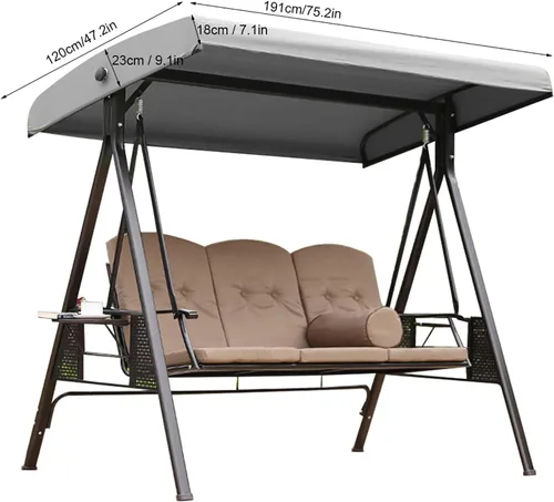 Vista 2 de Cubierta de repuesto para toldo de columpio, cubierta de columpio impermeable para silla de columpio, cubierta de columpio para patio de jardín