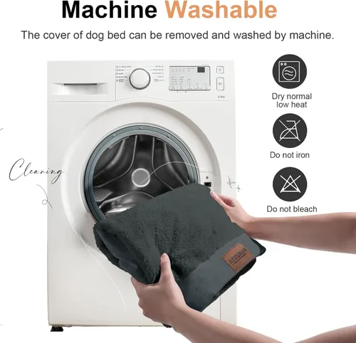 Vista 7 de Cama ortopédica lavable para perros pequeños: cama con cojines de apoyo para perros pequeños y gatos, cama impermeable de espuma tipo caja de Gris