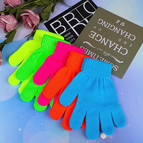 Vista 4 de Cooraby - 12 pares de guantes de invierno para niños, elásticos y cálidos, para niños o niñas.