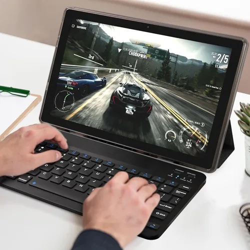 Vista 3 de NOVOJOY Tableta 2 en 1 con Android 15 de 10 pulgadas, tableta con teclado, ratón, funda, lápiz capacitivo, 32 GB ROM+8 GB RAM, cámara dual de 2 MP+8