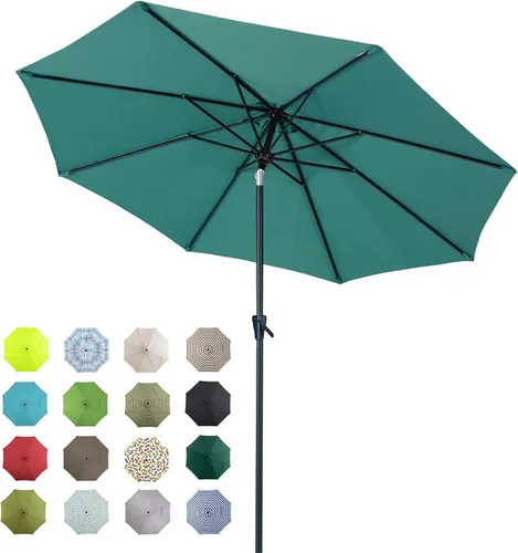 Vista 28 de Tempera Patio Market Outdoor Table Umbrella with Auto Tilt and Crank, Large Sun Umbrella with Sturdy Pole & Fade Resistant Canopy, Easy to Set