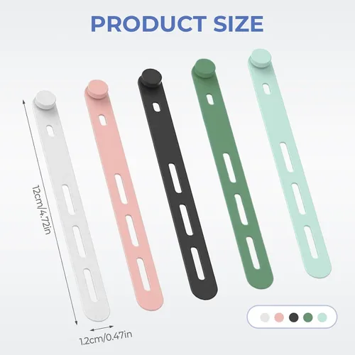 Vista 8 de Paquete de 10 bridas de silicona reutilizables, organizador de cables ajustables para auriculares, cargador de teléfono, cables de computadora