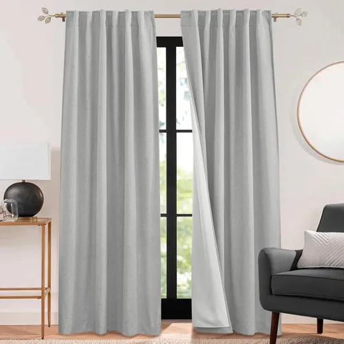 Vista 48 de RYB HOME - Cortinas totalmente opacas para baño, 3 capas de reducción de ruido, cortinas blackout con ojales para ventana pequeña de dormitorio