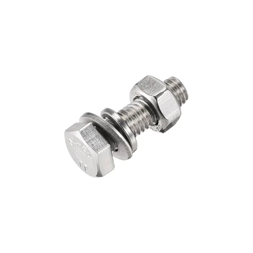 Vista 5 de uxcell Tornillos de cabeza hexagonal M6 x 0.787 in, tuercas, kits de arandelas planas y de bloqueo, pernos hexagonales de rosca completa de acero