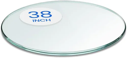 Vista 26 de Dulles Glass Mesa redonda de cristal de 26 pulgadas, templada, superficie de vidrio de 3/8 pulgadas de grosor, borde de lápiz seguro, multiusos