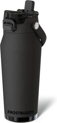 Vista 53 de Frost Buddy botella de agua aislada de 32 onzas con pajilla y tapa para beber Acero inoxidable a prueba de fugas 24 horas de frío Resistente