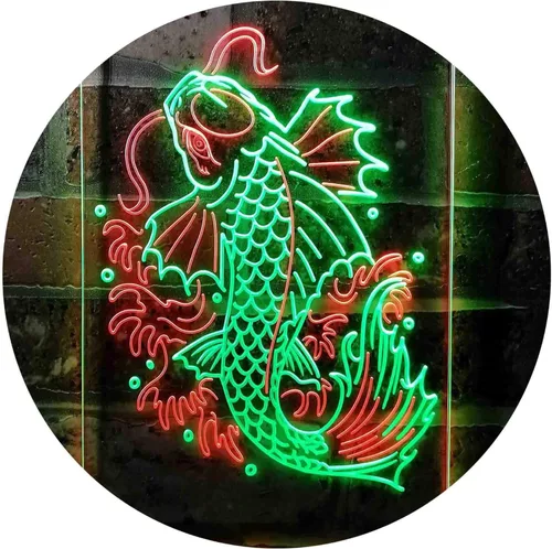 Vista 11 de ADVPRO Koi Fish Display - Letrero de neón LED de doble color, azul y rojo, 8 x 12 pulgadas st6s23-i3720-br