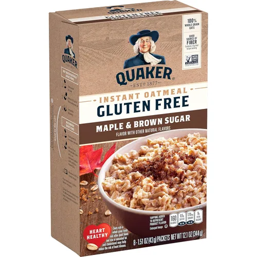 Quaker, Avena instantánea sin gluten, arce y azúcar morena, 8 unidades