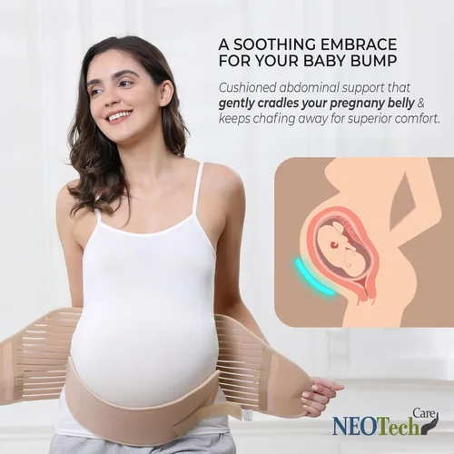 Vista 24 de NeoTech Care Cinturón de maternidad para embarazo, soporte para espalda, abdomen, cintura, pelvis (talla L, color marfil)