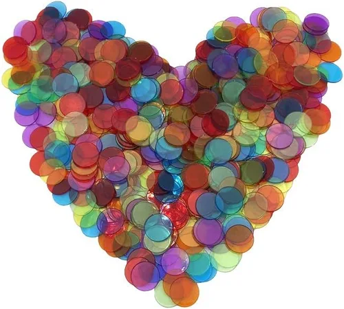 Vista 4 de 500 piezas de 3/4 pulgadas transparentes de 6 colores de bingo de conteo de fichas con bolsa