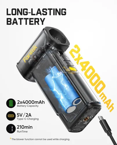 Vista 4 de Fanttik B10 Pro Max Plumero de Aire Eléctrico, Motor Sin Escobillas de 130000RPM, Plumero de Aire Comprimido, 6 Engranajes Ajustables, Impulsor