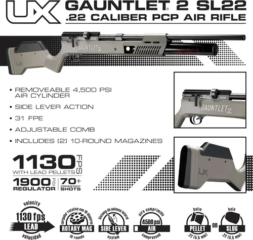 Vista 5 de Umarex Gauntlet 2 PCP Pellet Gun Air Rifle with Side Lever Cocking