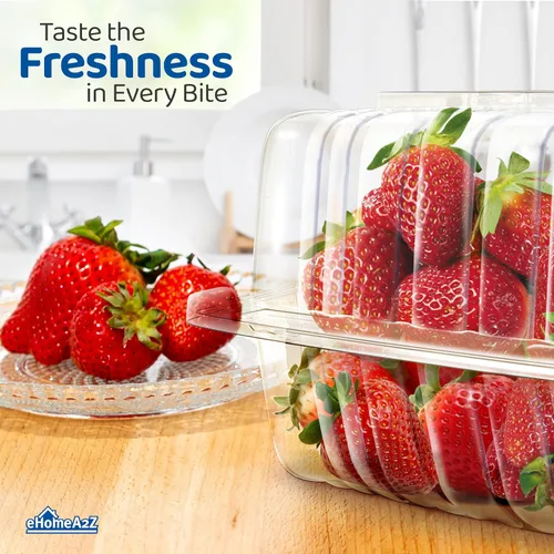 Vista 6 de EHOMEA2Z Clamshell - Recipientes de alimentos herméticos de doble cierre de plástico, duraderos y de fácil agarre, recipientes para postres