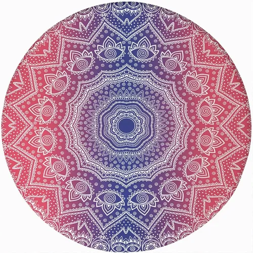 Vista 19 de Mantel redondo ajustable con borde elástico, patrón de mandala marrón en poliéster estampado oscuro, tamaño XL, se adapta a mesas redondas de hasta