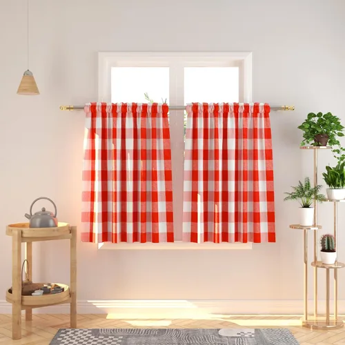 Vista 52 de Cenefas de cortina para ventana de 16 pulgadas de largo, 2 paneles de cuadros búfalo, cortinas pequeñas con bolsillo para barra, estilo clásico