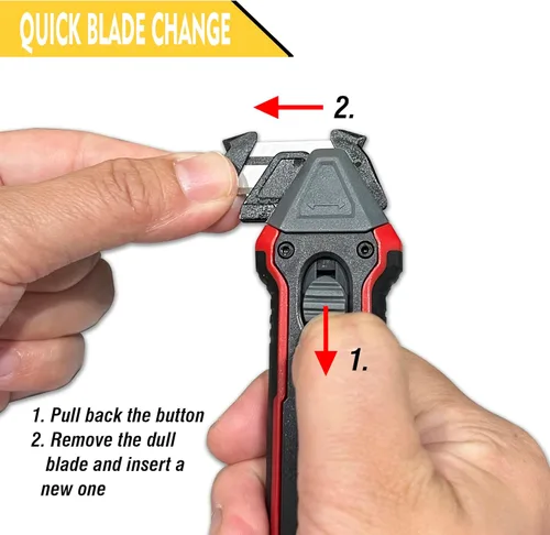 Vista 2 de XW Cortador de caja de seguridad con cambio rápido de cuchilla, 5 cuchillas de repuesto adicionales incluidas