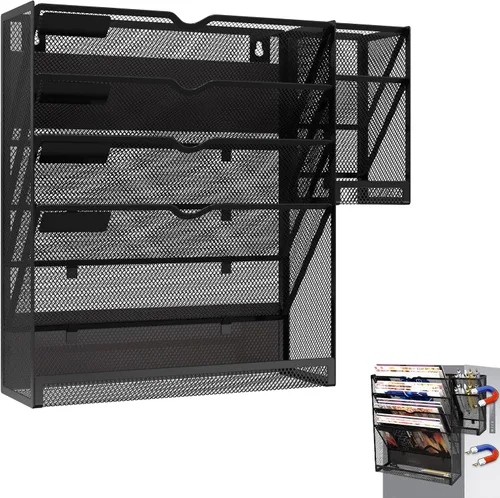 Soporte magnético para archivos, organizador magnético de archivos para montaje en pared, organizador de correo colgante de 5 niveles, soporte para