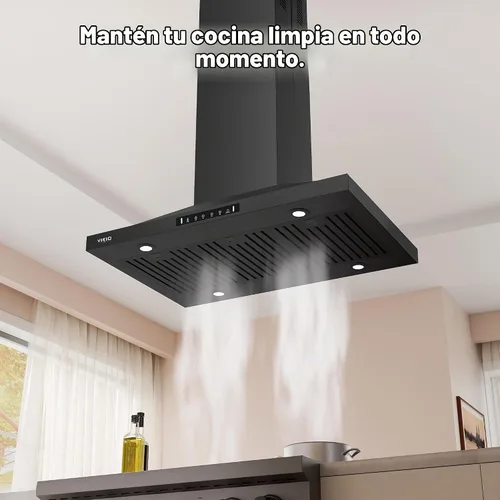 Vista 3 de Campana extractora para isla de 30 pulgadas, campana de cocina de 390 CFM con control táctil/gestual de doble cara, campana extractora de techo