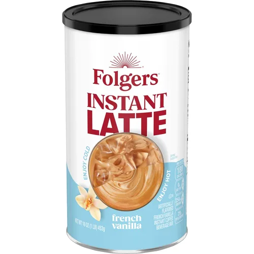 Folgers Latte instantáneo con sabor a vainilla francesa, 16 onzas