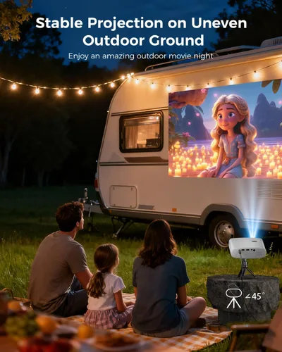 Vista 4 de ELEPHAS Mini proyector para iPhone, proyector portátil con trípode, proyector exterior HD de 1080P, proyector de películas compatible con Android