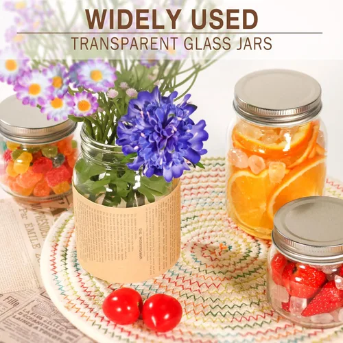 Vista 6 de GUEQUITLEX Tarros de vidrio Mason con tapas, tarro de conservas genuino de 16 oz, tarros para conservas para almacenamiento de alimentos, alimentos