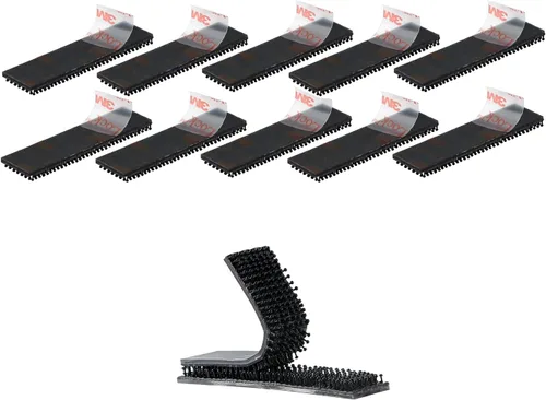 Vista 23 de Cierre resellable de doble bloqueo SJ3550 1" x 1" 10 piezas, cinta adhesiva de gancho en forma de hongo, negro, resistente para montaje de soporte
