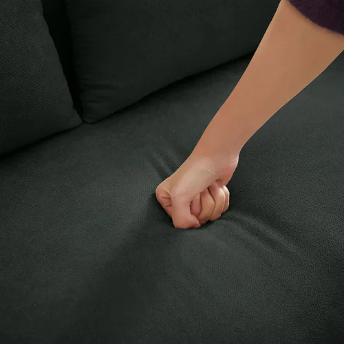 Vista 7 de Sofá de dos plazas con dos cojines, sofá estilo loveseat moderno de mediados de siglo para sala de estar, tela de lino, 48" (Negro)