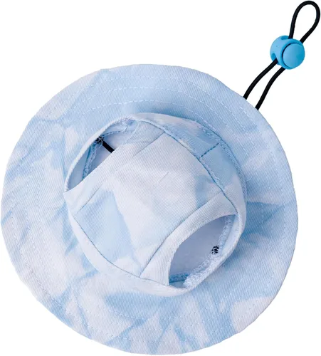 Vista 8 de Sombrero para mascotas con agujeros para las orejas, protector solar, gorra de béisbol adecuada para perros pequeños y medianos, sombrero de Negro