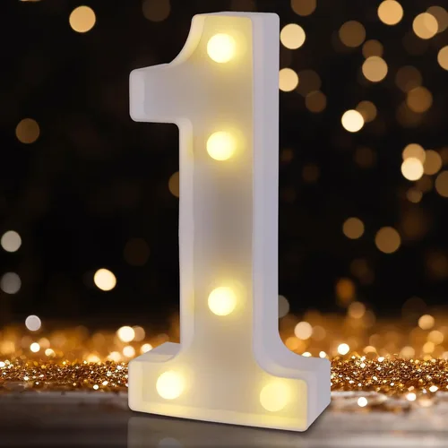 Vista 32 de Números de marquesina LED, números iluminados 2025 para fiestas, letras pequeñas iluminadas, número iluminado a pilas para cumpleaños o decoración