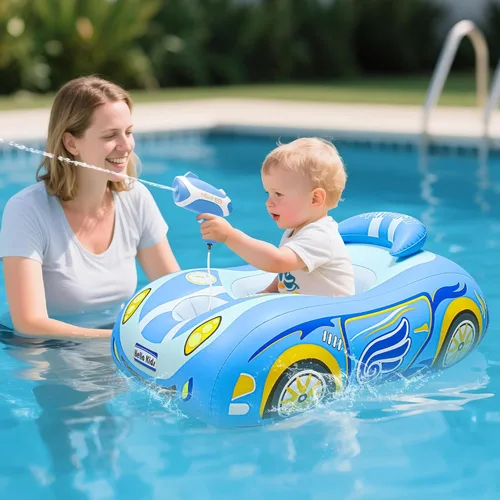 Pistola de agua automática con flotador de piscina para niños pequeños, flotador inflable para piscina de bebé, juguetes de piscina para niñas de 3