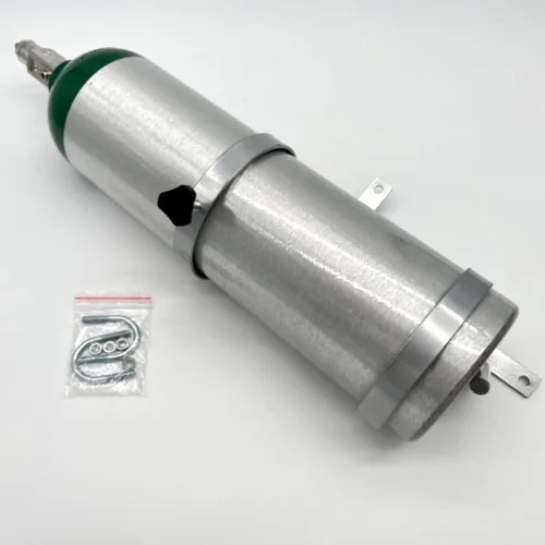 Vista 3 de Soporte de tanque de oxígeno para silla de ruedas, soporte de tanque de oxígeno médico con capacidad para 1 cilindro D/E, diseño ligero, acabado