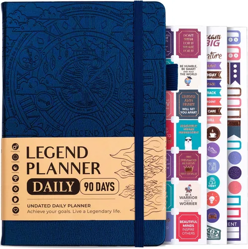Vista 10 de Legend - Agenda diaria sin fecha, camino de día por hora, A5 de 3 meses Negro