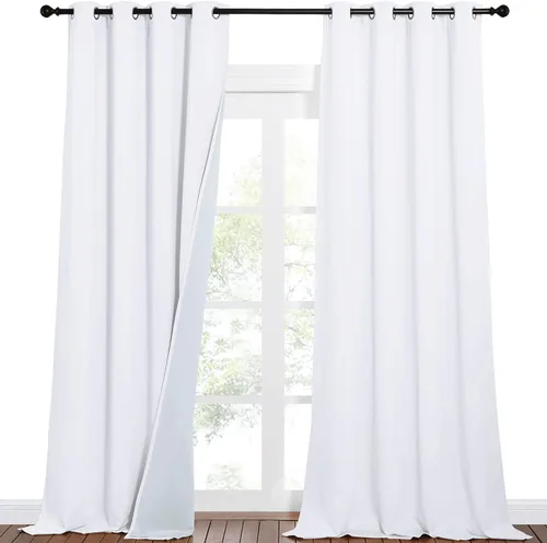 Vista 2 de NICETOWN Cortinas opacas para ventanas de sombreado completo, súper resistentes, con forro absorbente de ruido, para dormitorio, tratamiento