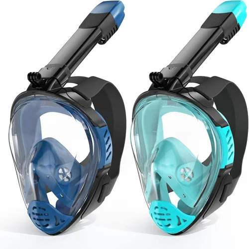 Vista 15 de Máscara de esnórquel de cara completa, equipo de esnórquel para adultos, máscara de buceo con parte superior seca y soporte de cámara desmontable