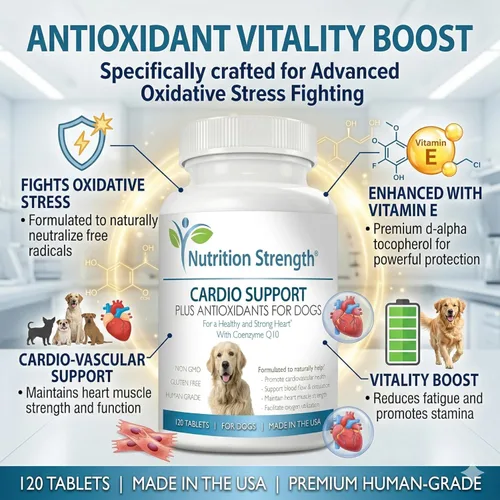 Vista 3 de Soporte cardiovascular para perros más antioxidante, L-carnitina, L-taurina, con coenzima Q10 y vitamina E, promueve un corazón de perro saludable