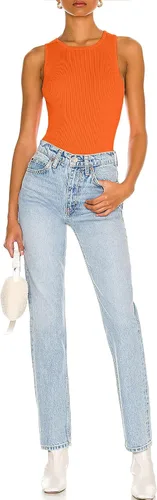 Vista 4 de CSDAJIO Camiseta sin mangas con espalda abierta para mujer, cuello redondo, punto acanalado, recortada, sin espalda