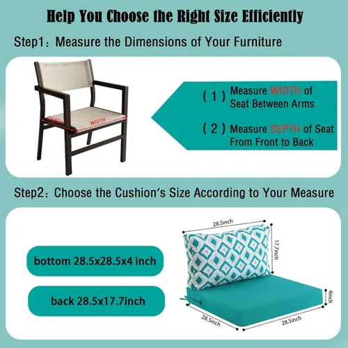 Vista 27 de idee-home Cojines impermeables para asiento de exteriores, para muebles de patio, cojines de repuesto para asiento profundo Hampton Bay