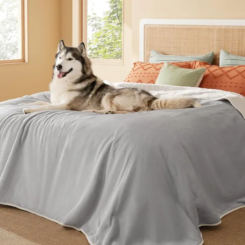 Vista 32 de Bedsure - Mantas impermeables para perros pequeños - Manta de felpa de sherpa con impresión suave lavable para perros y gatos, protector de muebles