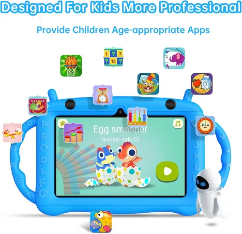 Vista 2 de Tablet de 7 pulgadas para niños de 2 a 10 años, tableta de aprendizaje educativo Android 12 con funda a prueba de golpes, 2 GB de RAM+32 GB de ROM
