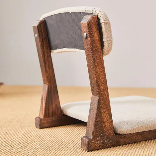 Vista 7 de Silla de Meditación con Respaldo, Silla Japonesa de Piso, Apoyo Dorsal para el Suelo, Asiento de Piso, Asientos de Suelo de Tatami
