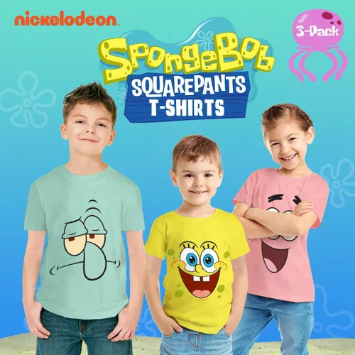 Vista 2 de Camiseta gráfica de Bob Esponja (Conjuntos) Patrick Star Calamardo Plancton Gary Atuendo Camiseta Niños pequeñosCumpleaños a Ropa de niños