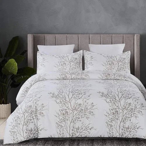Vista 13 de Vaulia Funda de edredón floral de microfibra suave, tamaño Queen, estampado botánico de hojas azules, diseño reversible ligero y transpirable, juego