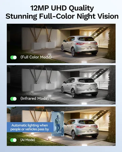Vista 3 de LongPlus Sistema de cámara de seguridad para el hogar de 12 MP, 4 unidades de 12 MP con cable PoE CCTV sistema de seguridad, visión nocturna a
